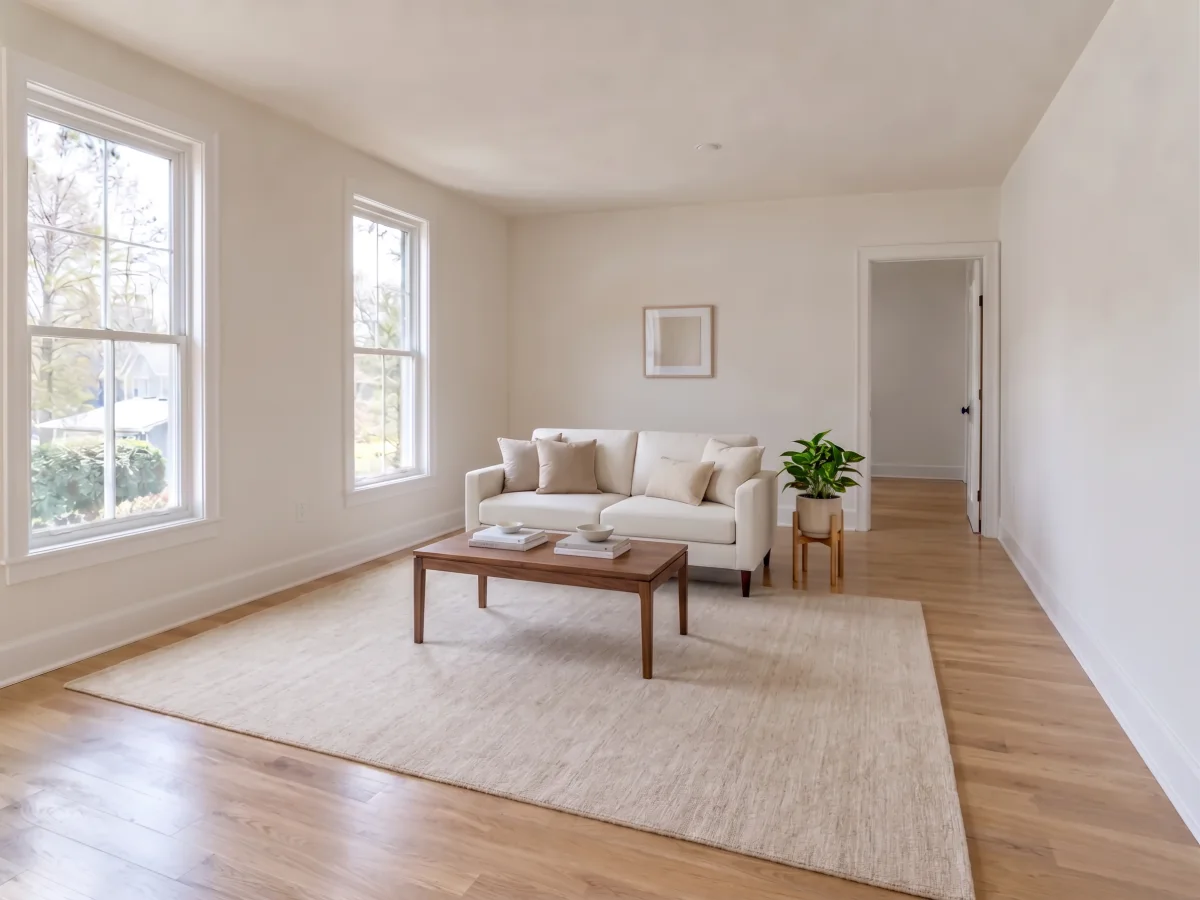 AI interior design edit of the same living room