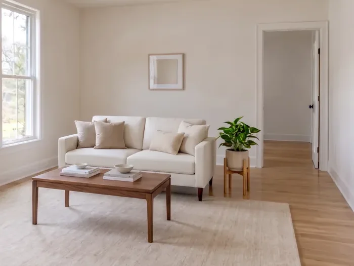AI interior design edit of the same living room — enlarged detail from the same result